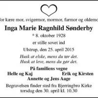 Inga Marie Ragnhild Høj. Bjerringbro Kirkegård