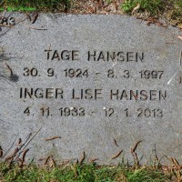 Tage Hansen-Inger Lise. Vinderød Kirkegård